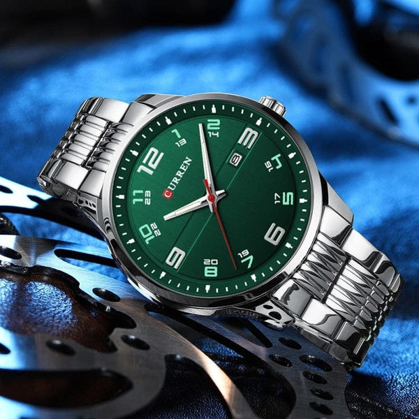 montre homme acier design luxe argent