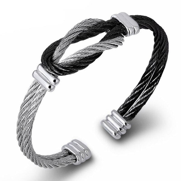 Bracelet jonc acier argent