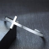 Bracelet Jonc Argent croix pour homme