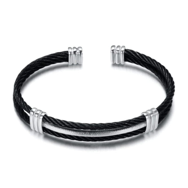 Bracelet jonc luxe noir et argent