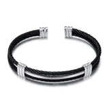 Bracelet jonc luxe noir et argent