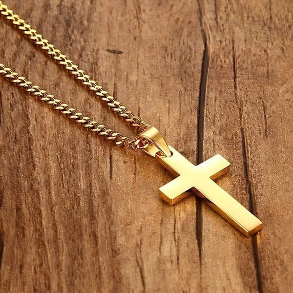 Collier et pendentif croix chrétienne or