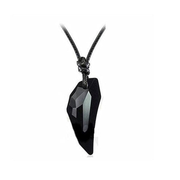 Collier et pendentif dent de requin obsidienne