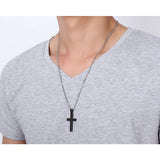 Collier et pendentif croix chrétienne noir