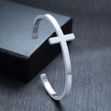 Bracelet Jonc Argent croix pour homme