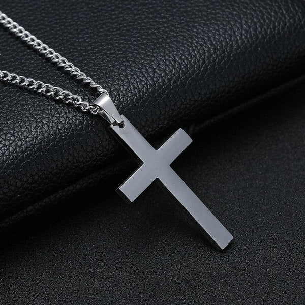 Collier et pendentif croix chrétienne argent