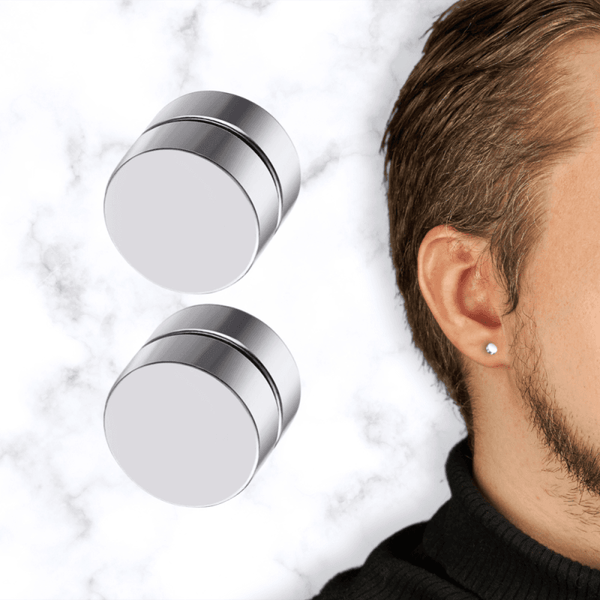 BOUCLES D'OREILLE AIMANT RONDE ARGENT