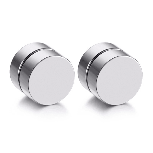 BOUCLES D'OREILLE AIMANT RONDE ARGENT