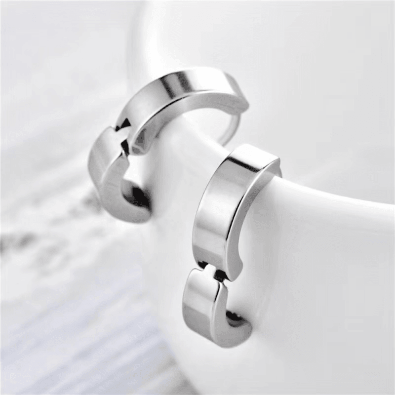 Boucle d'oreille en argent pour homme sans trou