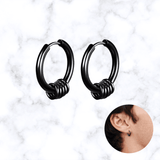 BOUCLES D'OREILLE ANNEAUX CROISES NOIR