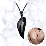 Collier et pendentif dent de requin obsidienne