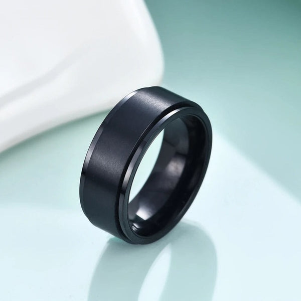 Bague noire anti stress unisexe