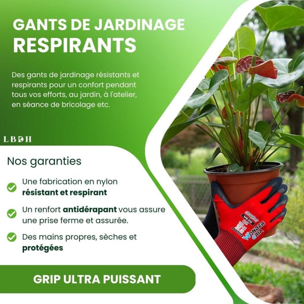 Gants de travail en cuir Flex Grip Gant de jardinage en cuir de vachette  résistant pour la coupe du bois/le jardin/la cour (Or, M)