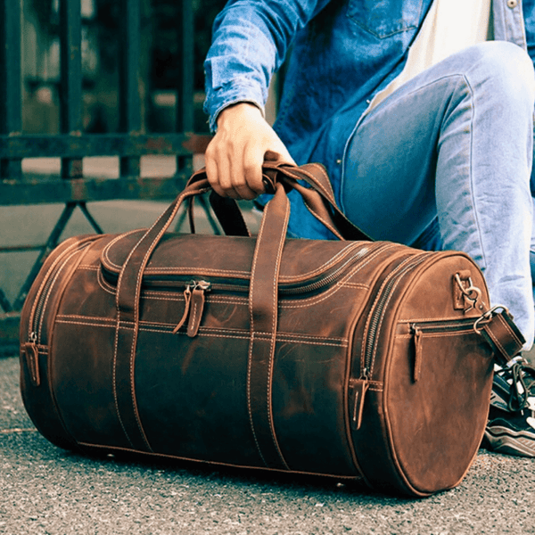 Sac de voyage en cuir vintage marron pour homme – La Boutique Des