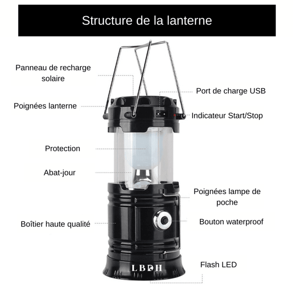 Lampe lanterne de camping solaire – La Boutique Des Hommes