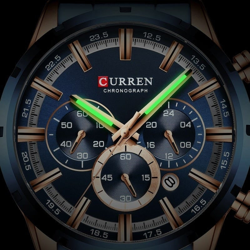 Montre Luxe Quartz aiguilles lumineuses