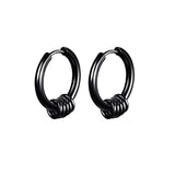 BOUCLES D'OREILLE ANNEAUX CROISES NOIR