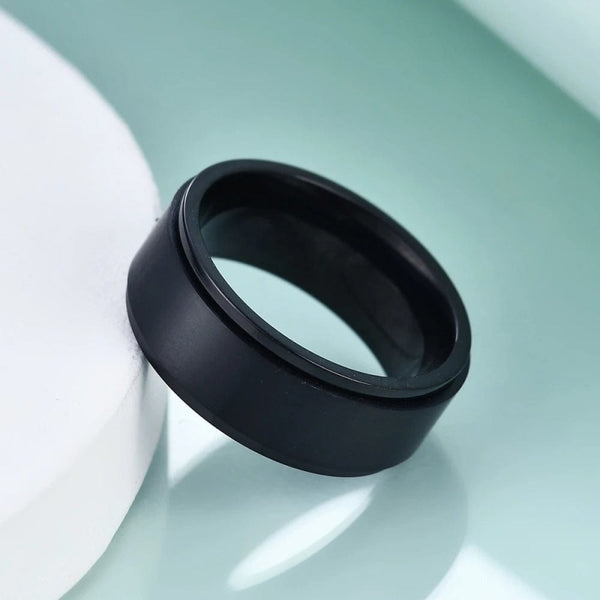 Bague noire anti stress unisexe