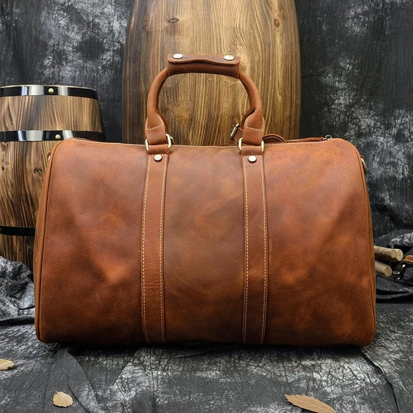 Petit sac de voyage en cuir marron pour homme – La Boutique Des Hommes