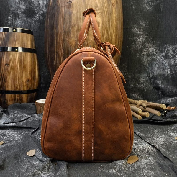 Petit sac de voyage en cuir marron pour homme – La Boutique Des Hommes