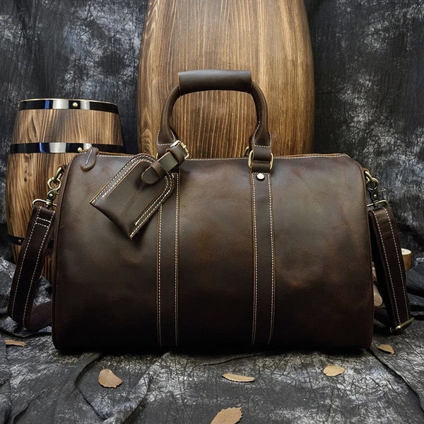 Petit sac de voyage en cuir marron pour homme – La Boutique Des Hommes