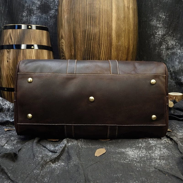 Sac weekend en tissu et cuir marron, intérieur tissus . …