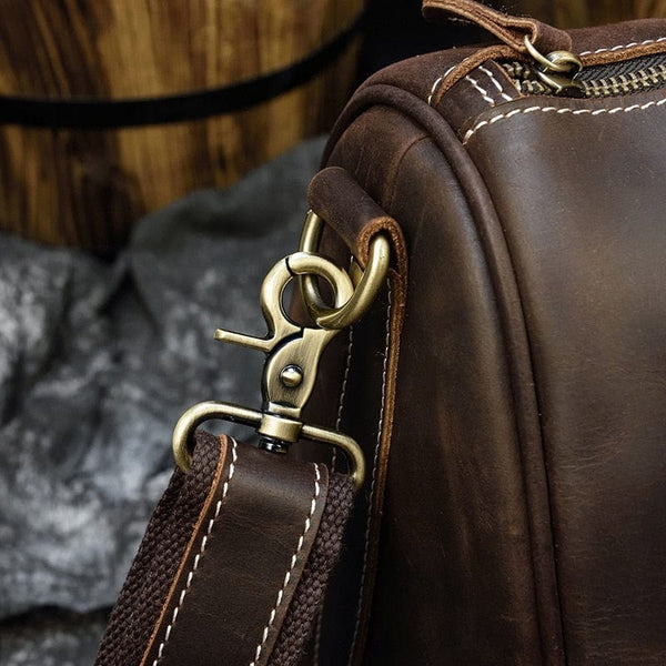 Petit sac de voyage en cuir marron pour homme – La Boutique Des Hommes