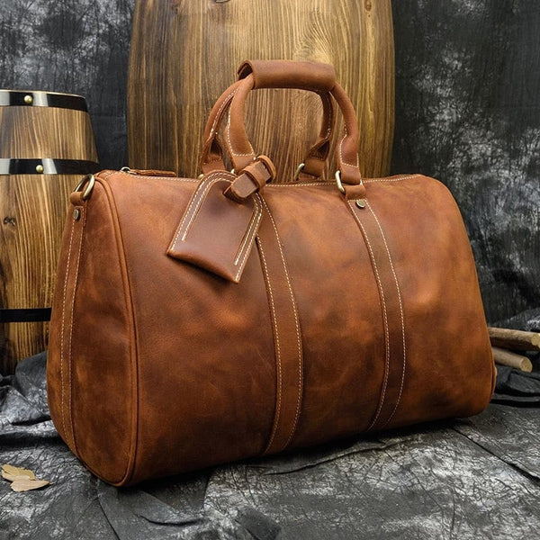 Petit sac de voyage en cuir marron pour homme – La Boutique Des Hommes