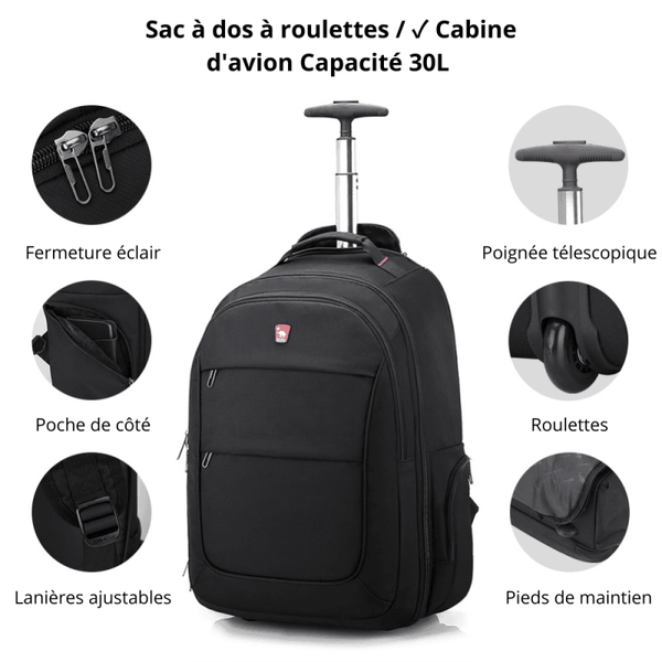 Sac à dos top voyage à roulettes