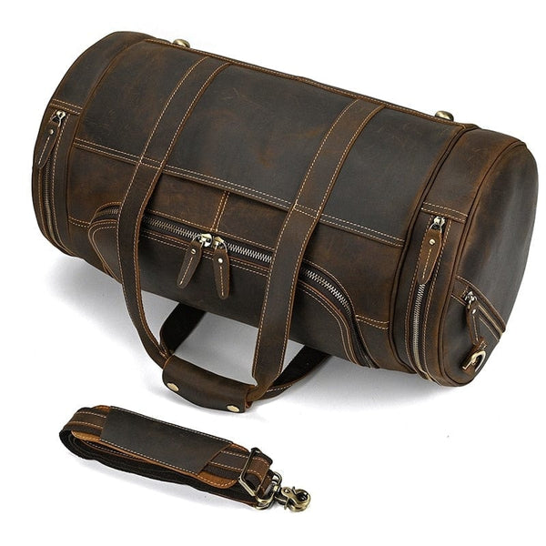 SAC DE VOYAGE CUIR MARRON VINTAGE