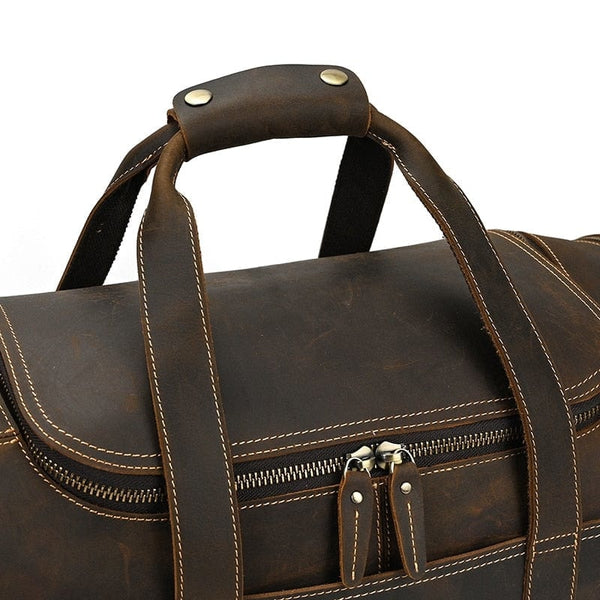 Sac de voyage en cuir vintage marron pour homme – La Boutique Des