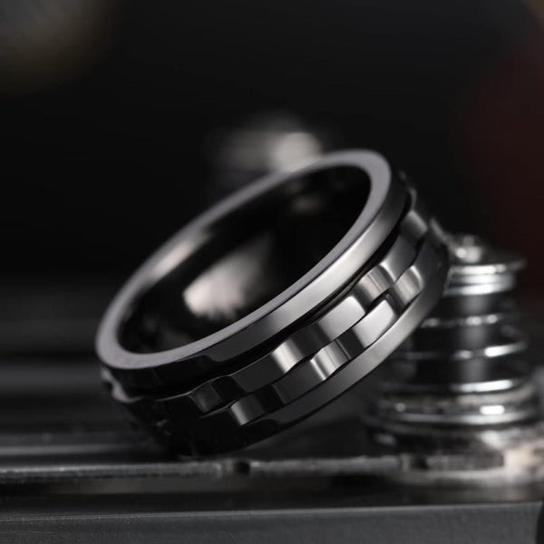 bague anti stress noire pour homme