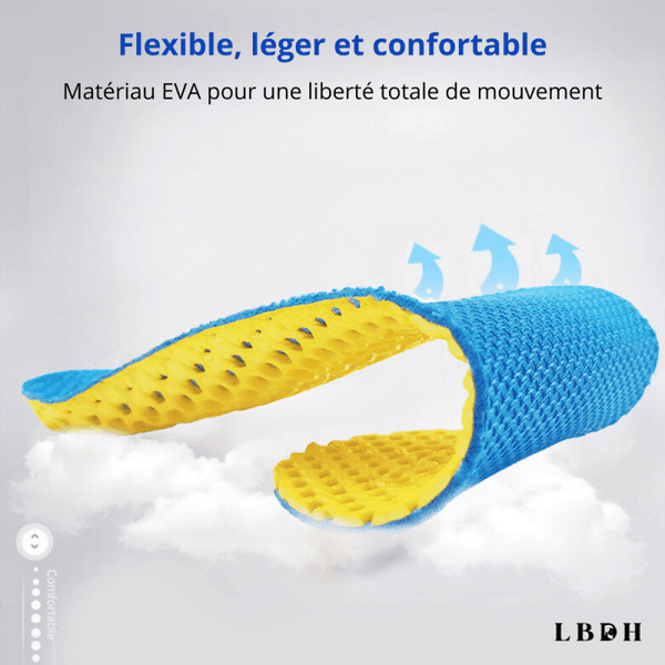 Semelles anti transpirantes en mousse à mémoire de forme et maille respirante