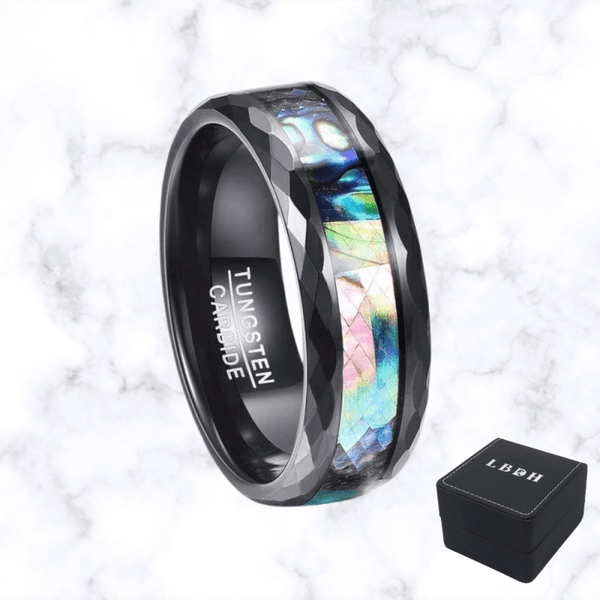 BAGUE EN TUNGSTÈNE ABALONE LBDH homme