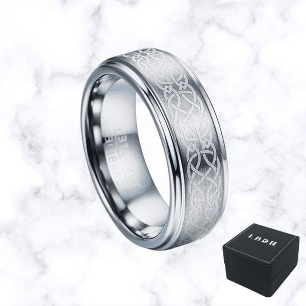 BAGUE EN TUNGSTÈNE BROSSÉ CELTIQUE LBDH homme