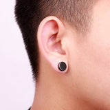 BOUCLES D'OREILLE AIMANT RONDE NOIR