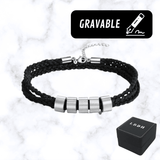 BRACELET EN CUIR A BAGUES GRAVABLES LBDH homme