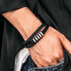 BRACELET EN CUIR DOUBLE COUCHES PUNK LBDH homme