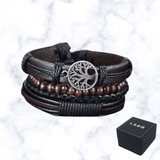 BRACELET EN CUIR ET PERLES ARBRE DE VIE LBDH homme