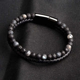 bijou-bracelet-cuir-tressé-pierres-perles-naturelles-homme-pierre de lave