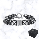 BRACELET EN OBSIDIENNE ET CHAÎNE ACIER LBDH homme