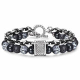 bijou-bracelet-acier-chaîne-pierres-perles-naturelles-homme-obsidienne-pierre de lave