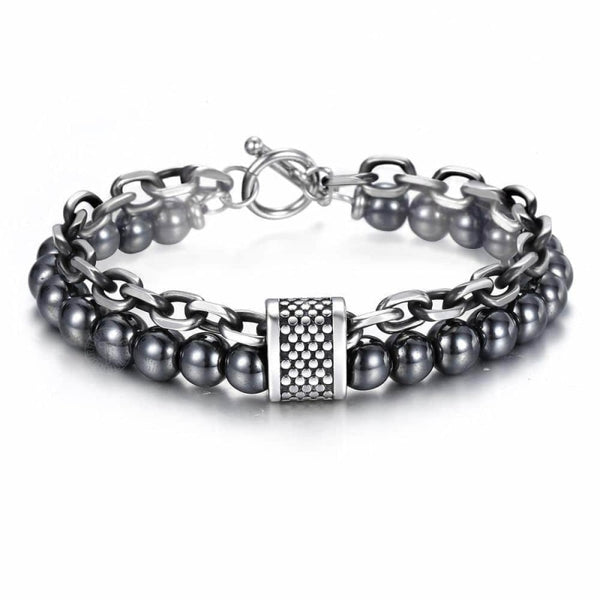 bijou-bracelet-acier-chaîne-pierres-perles-naturelles-homme-hématite