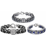 bijou-bracelet-acier-chaîne-pierres-perles-naturelles-homme-hématite