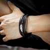 BRACELET EN CUIR DOUBLE COUCHES ET PLUME