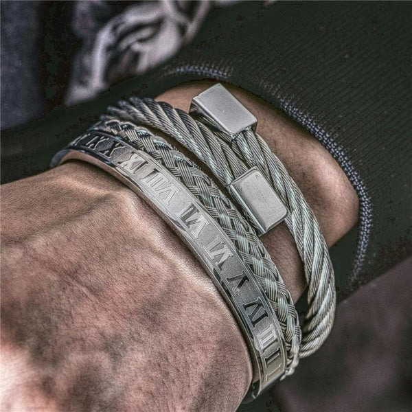 bracelets-homme-jonc-romain-acier-argent