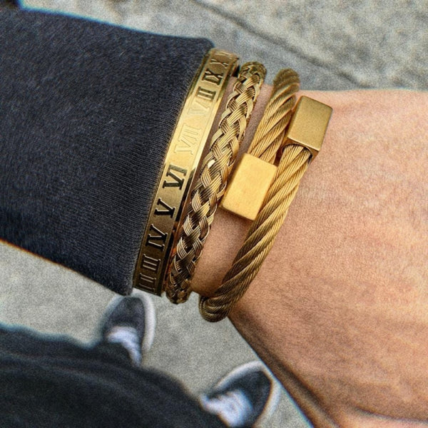 bracelets-homme-jonc-romain-acier-or