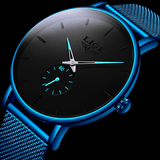 Bijou-Montre-homme-noir-bleu-maille-milanaise-acier