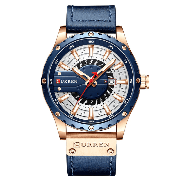 montre-homme-cuir-acier-quartz-bleu