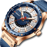 montre-homme-cuir-acier-quartz-bleu